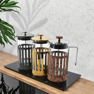Cafetière en verre borosilicaté épaissi résistant Système de filtration à 2 niveaux Cafetière à presse française en acier inoxydable - Product Image 1