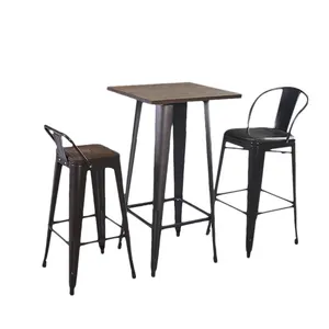 Best Selling Dining Furniture Meal Bar Table Stools Kitchen Chair Set Stainless Steel Dining Table Set