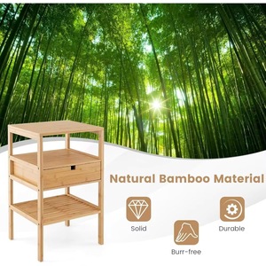 Muebles de dormitorio multifuncionales modernos minimalistas de madera y bambú, mesita de noche, estante de almacenamiento lateral para sofá - Product Image 5