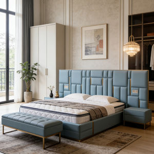 <span class=keywords><strong>Lit</strong></span> capitonné en cuir bleu smog, luxe léger italien, <span class=keywords><strong>lit</strong></span> <span class=keywords><strong>double</strong></span> 1,8 m, chambre principale, banc de <span class=keywords><strong>lit</strong></span> assorti - Product Image 6