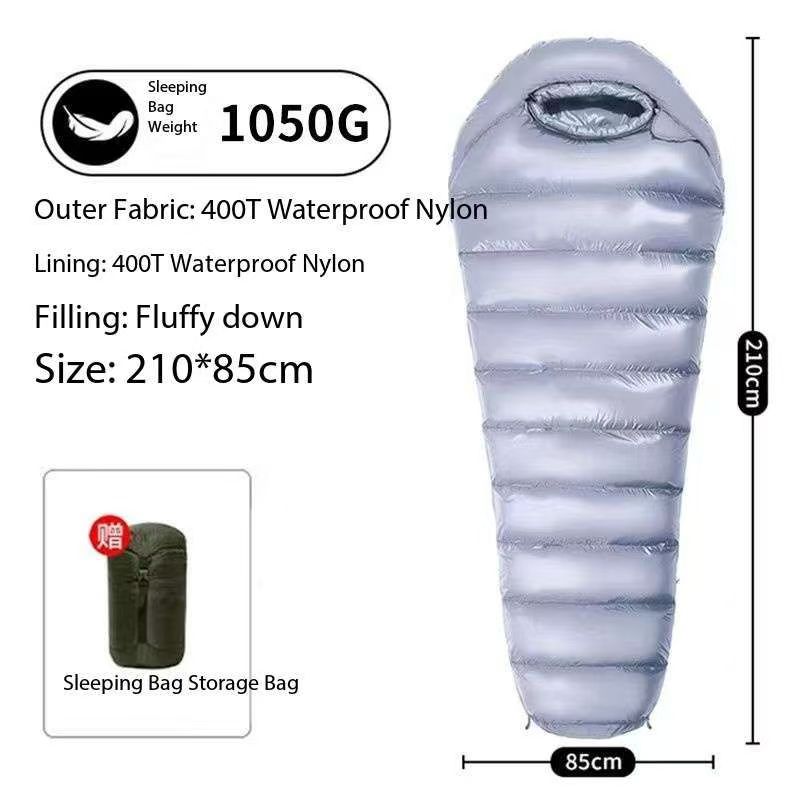 Grey white sleeping bag 600g