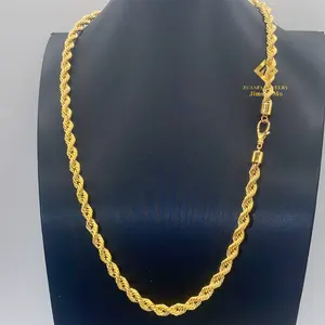 New Trendy 6mm Au750 18k real gold Solid Gold Yellow Gold iced Out Hip Hop Jewelry Man Rope Chain Plain Chain