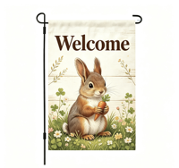 Drapeau de jardin promotionnel double face imprimé pour Thanksgiving et Pâques, motif lapin, pour décoration extérieure, personnalisation du logo gratuite