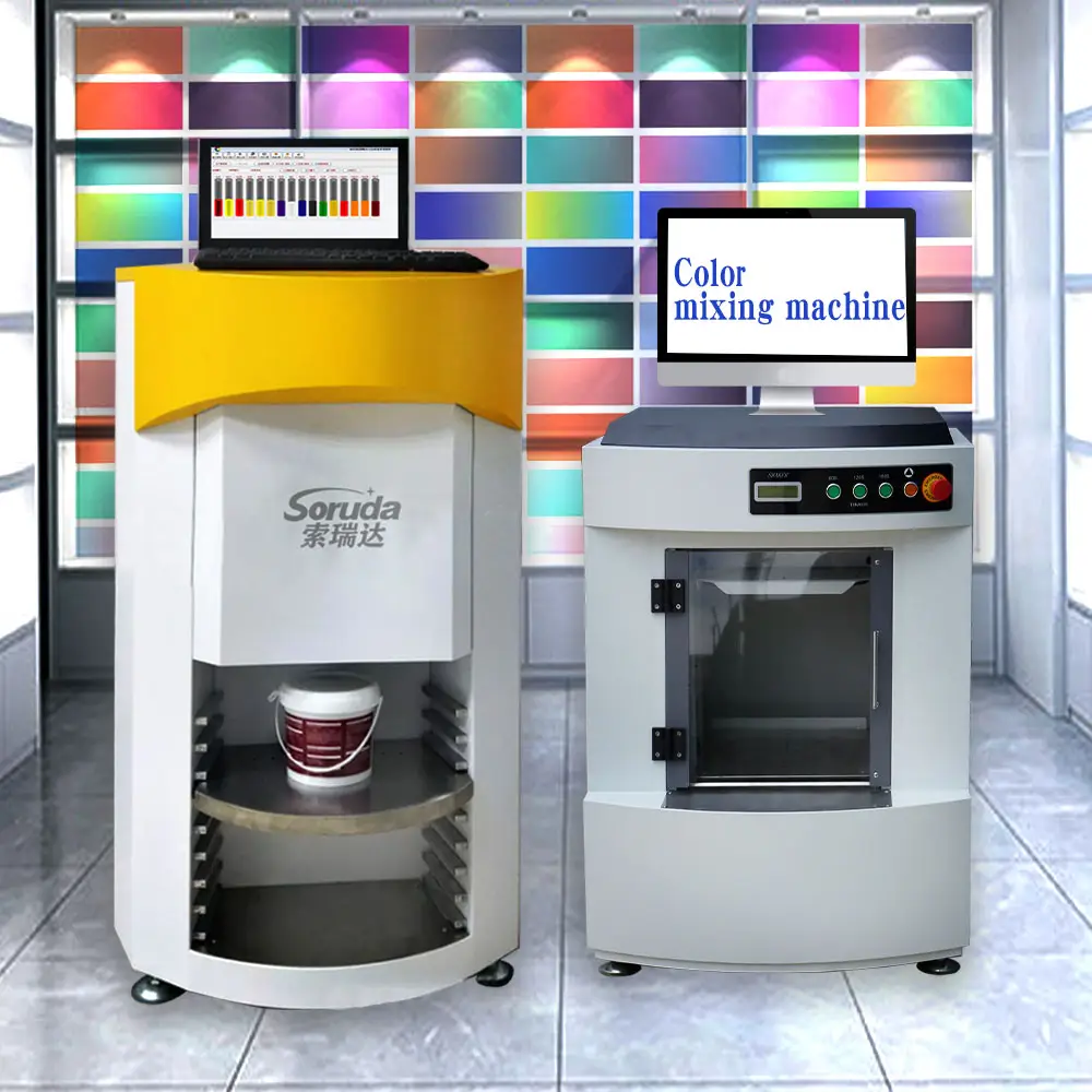 Equipo automático con máquina dispensadora de color de pintura computarizada y máquina mezcladora de pintura automática