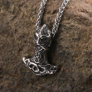 Collier Viking en Acier Inoxydable 316L avec Pendentif Marteau de <span class=keywords><strong>Thor</strong></span>, Bijoux Punk, Longueur de Chaîne Personnalisable pour Hommes, Vente en Gros - Product Image 4