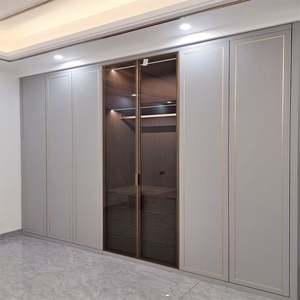 Armoire sur mesure pour vêtements, hôtel, designer, porte coulissante en verre, placard moderne en verre noir, dressing à 3 portes coulissantes, armoire italienne - Product Image 5