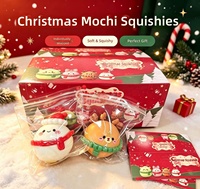 Mochi Squishy de Noël anti-stress, jouet à presser en peluche douce, jouet sensoriel à visages interchangeables pour la table de desserts de Noël