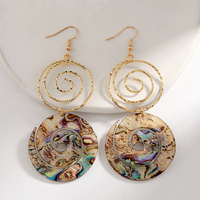 Bijoux fantaisie en alliage plaqué or 18 carats hawaii samoa nature coquille d'ormeau goutte automne 2023 boucles d'oreilles vente en gros