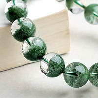 Bracelet en Quartz Vert Naturel Brésilien de Qualité Supérieure, Bijou en Cristal à Inclusions Demi-Coupelle pour Collection et Cadeau de Luxe