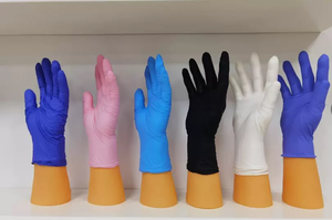 ถุงมือยางไนไตรล์สีดำแบบใช้แล้วทิ้งสีฟ้าแบบไม่มีผง - Product Image 3