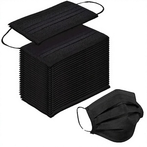 Masque facial jetable en tissu non tissé 3 plis avec filtre en tissu non tissé et clip nasal réglable - Product Image 1