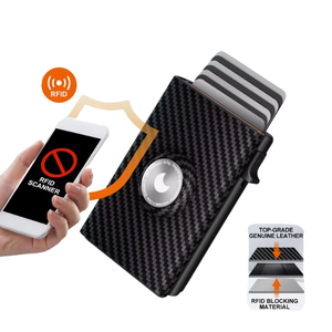 Portefeuille fin en cuir PU 2026 avec porte-cartes en carbone pour hommes et femmes, pour <span class=keywords><strong>AirTag</strong></span>, porte-monnaie, portefeuille <span class=keywords><strong>AirTag</strong></span>, traceur <span class=keywords><strong>Apple</strong></span> AirTags - Product Image 4