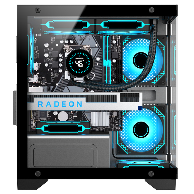 Ruix 350 SE Micro-ATX Motherboard Gaming Computer Cabinet Double-Sided Tempered Glass Mid Tower for Desktop Office