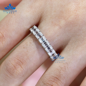 Expédition rapide, bague en or massif 10K 14K 18K, bague éternelle avec diamants, diamant de laboratoire taille émeraude, <span class=keywords><strong>pour</strong></span> mariage, fiançailles, cadeaux - Product Image 1