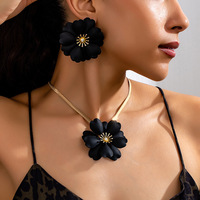 Parure de bijoux pour femme plaqué or, motif floral peint par pulvérisation, collier et boucles d'oreilles pour mariage, fête, fiançailles, en alliage