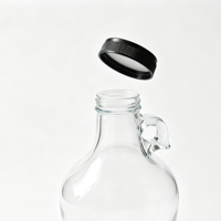 Bouteille en verre transparent à large ouverture de 4000 ml avec poignée, carafe à lait réutilisable de 1 gallon avec bouchon à vis, vente en gros