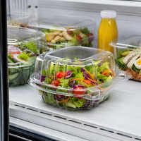 Boîte à salade en plastique transparent avec couvercle en dôme, boîte à salade pour produits frais, fermeture à clipser, parois latérales côtelées, emballage à emporter