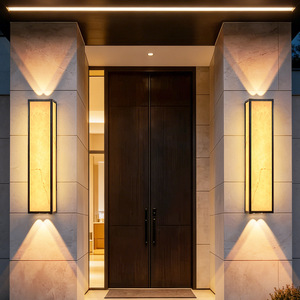 Lámpara de pared para exteriores Nightsappan, IP65, impermeable, moderna, minimalista, de mármol, para patio, jardín, puerta, 60x15cm - Product Image 4