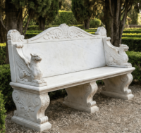 Tabouret Sculpté à la Main en Marbre Naturel de Style Européen Personnalisé avec Lion pour la Décoration de Jardin Extérieur