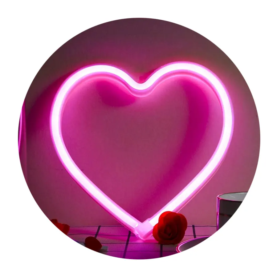 Wall Decor Pink Love Neon Sign Valentines Day Decoration, Bedroom, Living Room, Girls Room Pink Heart Shape Neon Lights