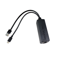 Divisor POE Mini Negro con USB-C DC, Chip Importado, 10/100Mbps, 48v a 5v 2A, Estándar IEEE 802.3af/at, SNMP, QoS