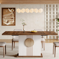 Table à manger rectangulaire en bois de style ferme vintage pour la maison, les appartements, les hôtels et les villas (4 places)