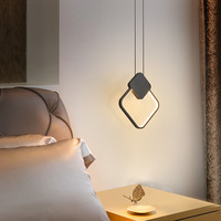 Lustre en fer noir à LED - Design nordique moderne minimaliste, lumière chaude en trois couleurs pour chambre à coucher et salle à manger