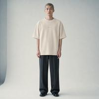 T-shirt vierge de luxe en coton 100% filé à anneaux, 235 GSM, coupe moderne minimaliste, idéal pour impression de logo personnalisé