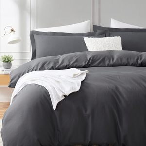 Dark <strong>Grey</strong> <strong>Duvet</strong> <strong>Cover</strong> Queen Size - 3 Piece Queen <strong>Duvet</strong> <strong>Cover</strong> Set, 1 <strong>Duvet</strong> <strong>Cover</strong> 90x90 Inches and 2 Pillow Shams - Product Image 6