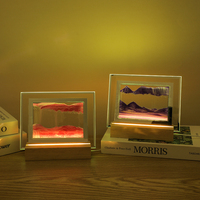 Tableau de sable mouvant 3D avec base en résine lumineuse LED à brancher, décoration pour la maison, le salon et la chambre, scène dynamique en forme d'heure de pointeuse
