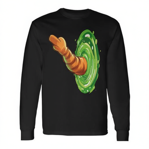 Portal Cat Middle Finger Maglietta a maniche lunghe per adulti, unisex, girocollo, design con stampa digitale - Product Image 2