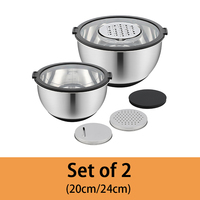 Ensemble de Bols Mélangeurs en Acier Inoxydable avec Râpe et Couvercles Transparents – 3QT et 5QT