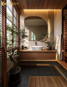 KNOWDOW Японский Zen Villa, бамбуковый шкаф для ванной комнаты, спа-курортная гардеробная станция высокого качества, высококачественный туалетный столик - Product Image 4