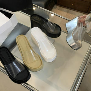 Ragazza occupata BJ4618 sandali trasparenti con zeppa con zeppa con zeppa pesanti da donna <span class=keywords><strong>argento</strong></span> nero bianco crema pantofole da donna - Product Image 2