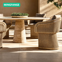 Ensemble de canapé et chaises de salle à manger en rotin d'extérieur, design moderne, structure métallique, imperméable, protection solaire, 2 places, villa, jardin, hôtel, terrasse