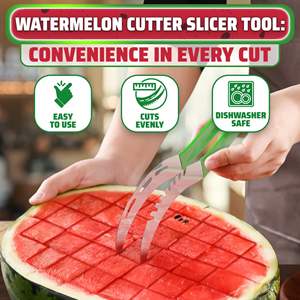 Burius Stainless Steel <b>Watermelon</b> <b>Slicer</b> With Ergonomic Handle, Manual Fruit Chopper for Melon Cube Cutting, Kitchen Tool for Fr - Product Image 5