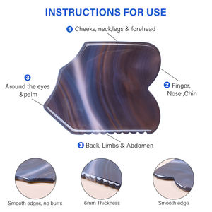 Véritable pierre d'agate grise naturelle Guasha outil Logo personnalisé gris Jade masseur de <span class=keywords><strong>Gus</strong></span> Sha pour le visage vente en gros peau raffermissante visage Gua Sha - Product Image 6
