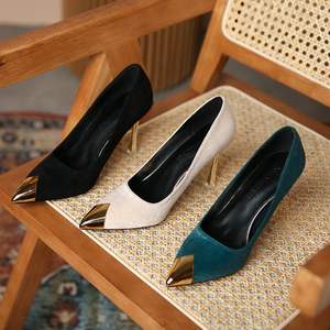 Sandali a spillo con punta in acciaio di piccole/grandi dimensioni pump da ufficio con <span class=keywords><strong>tacco</strong></span> verde <span class=keywords><strong>medio</strong></span> - Product Image 6