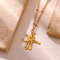 Collier en acier inoxydable plaqué or, résistant à l'eau, sans ternissement, avec coquillage, cœur et os de poisson, tendance TikTok, par Fanhua Jewelry