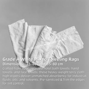 Serviettes en coton blanc 100% de 10 kg pour l'industrie de la machine de nettoyage, absorbantes pour l'huile et l'eau, sans logo/impression, chinoises - Product Image 2