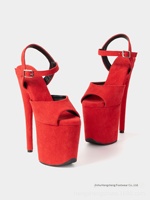Autres sandales sexy à plateforme de 20 cm, style européen et américain, pour boîte de nuit, défilé, danse sur barre, avec bride à boucle et semelle extérieure en caoutchouc