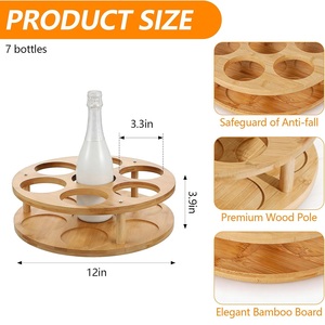 Support de rangement rotatif en bambou pour sirops de café, plateau tournant pour bouteilles de <span class=keywords><strong>sirop</strong></span>, support de rangement pour vin, comptoir de cuisine - Product Image 5
