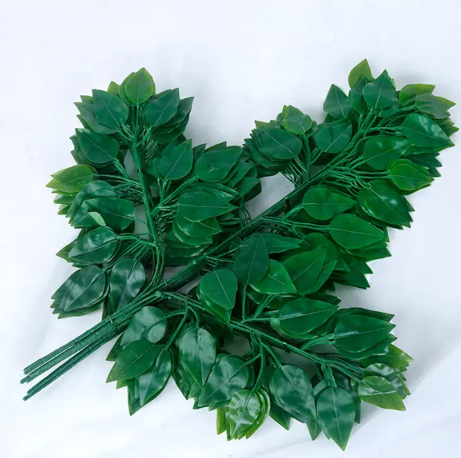 プラスチック緑人工植物シルクバンヤン葉結婚式の装飾用