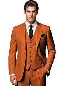 بدلة رجالية أنيقة ذات صدر واحد وياقة على شكل V للعريس وحفلات الزفاف والأعمال، طقم من <span class=keywords><strong>3</strong></span> قطع للحفلات الرسمية - Product Image 2