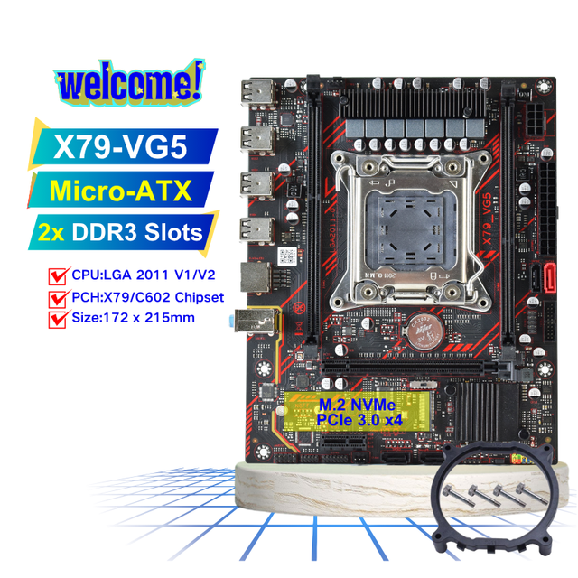 NEW X79 Motherboard LGA2011 2X DDR3 1866MHz M.2 NVMe SATA3.0 Slot USB2.0 PCIe3.0 X16 X79 Motherboard