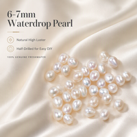 Perles d'eau douce naturelles blanches de 6-7 mm, demi-percées, forme goutte d'eau, perles en vrac pour la fabrication de bijoux DIY, vente en gros