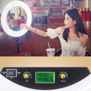 LR-480AII 50W NiceFoto18\" 3200-6500K Anneau lumineux LED Dimmable Diva avec diffuseur et support miroir pour éclairage <span class=keywords><strong>de</strong></span> studio <span class=keywords><strong>de</strong></span> maquillage - Product Image 6