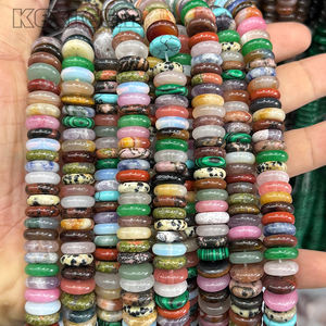 הסיטונאי 4 x12 מ "מ רב צבעים אבן טבעית חרוזי אבן טבעית חרוזי אבן רונדלה צבעונית רופפים - Product Image 4