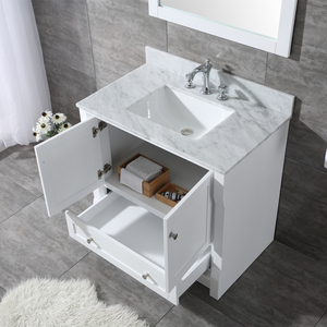 Modern White Wooden Freestanding Industrial Design Water Resistant Bathroom Vanity Ceramic Wash Basin Cabinet Framed <b>Mirror</b> for - Product Image 5