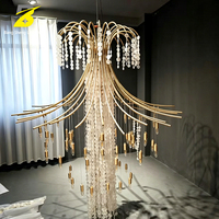 Lustre cascade moderne en coquillages naturels, luminaire décoratif à étages pour intérieur de villa haut de gamme